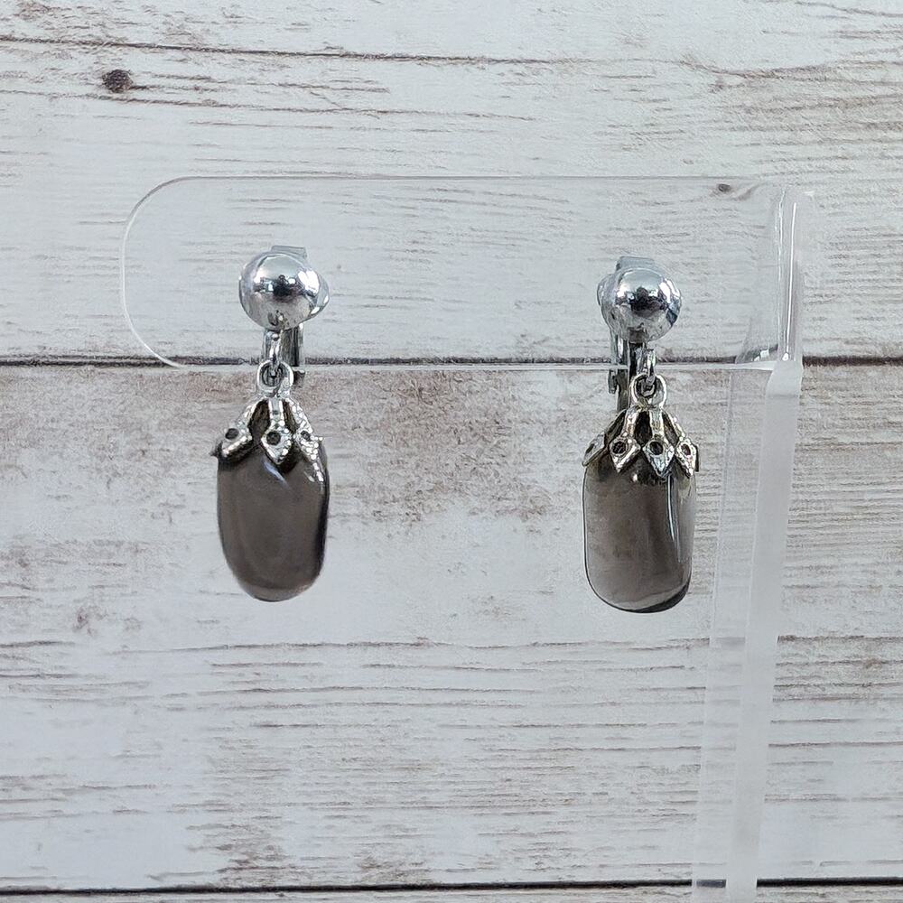 Vintage Clip On Earrings Smokey Tones Dangle